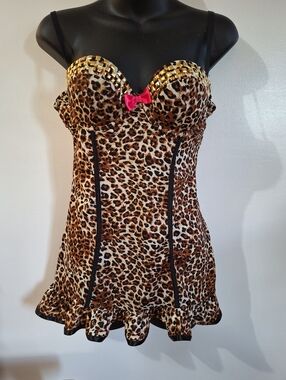 Y2K TRUE DESIRE Women's Lingerie with Leopard Print, Size S